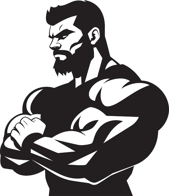 Iron Determination Black Vector Artistry in Muscular Showcase Pinnacle of Power Monochrome Vector T