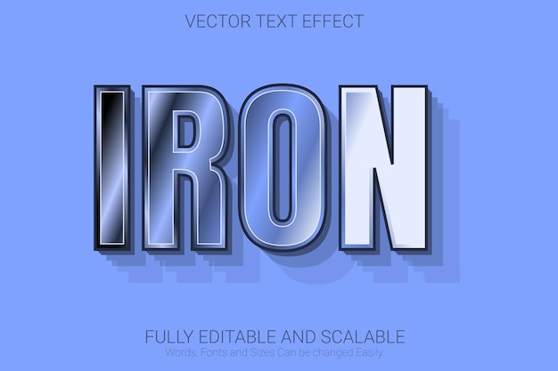 iron editable text effect with silver color text style