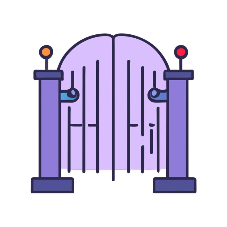 Vector iron gate icon colored outline