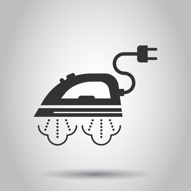 Icona del ferro da stiro in stile piatto illustrazione vettoriale dell'attrezzatura per lavanderia su sfondo bianco isolato concetto aziendale di stiratura