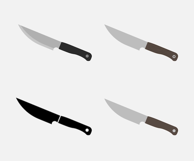 Векторный набор железных кухонных ножей