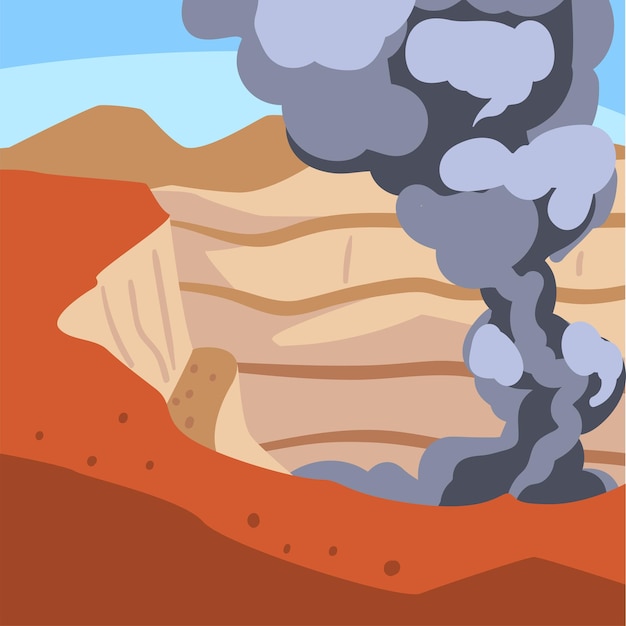 Vettore illustrazione vettoriale del concetto di cava per l'estrazione del minerale di ferro nell'industria metallurgica