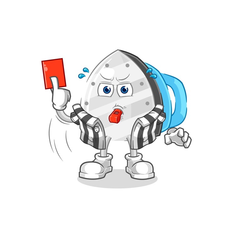Vector iron referee with red card illustration character vector