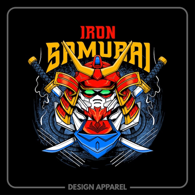 Iron samurai illustratie t-shirt en kleding printing design