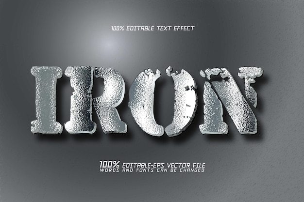 Vector iron steel editable text effect