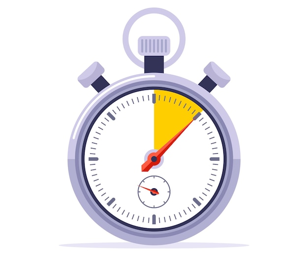 Iron stopwatch counts time. catch up in time. flat vector illustration