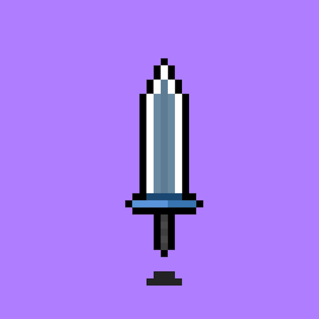 Vector iron sword with pixel art style