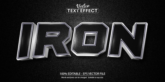 Iron text metallic silver style editable text effectx9
