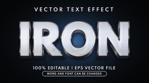 Iron text white silver editable text effect style