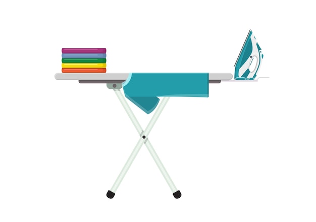 Ironing Board with clothes and iron