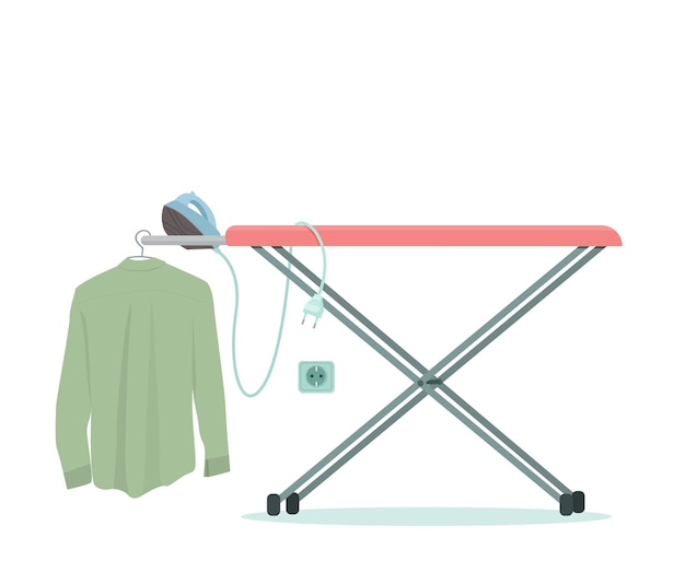 Ironing board with iron and ironed shirt Laundry service