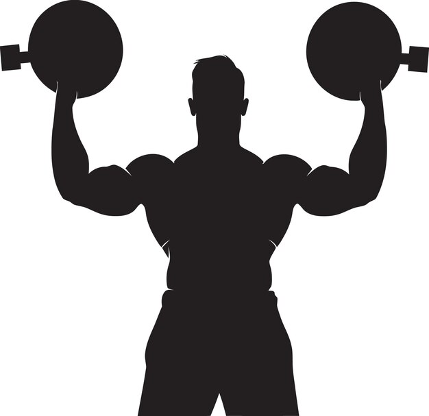 Vector ironwill black dumbbell icon design fitnessfusion dumbbell man logo