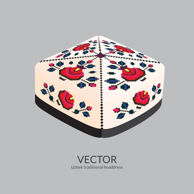 Vector iroqi doppi uzbek traditional headdress