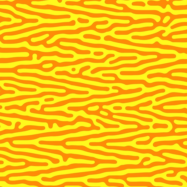 Vector irregular organic lines coral seamless pattern with orange and yellow color