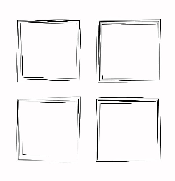 Irregular sketched squares Vector set of doodle rectangular frames