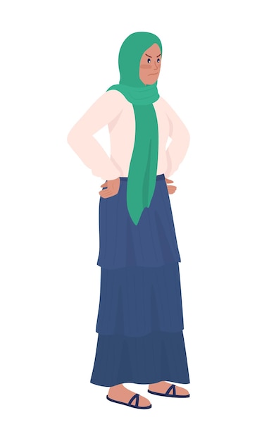 Vector irritated woman semi flat color vector character