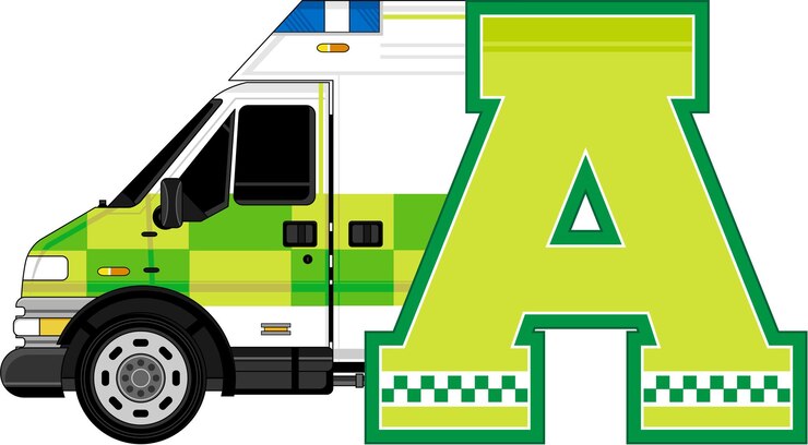 वेक्टर a is for ambulance alphabet learning educational illustration