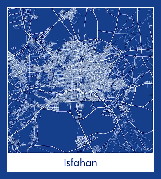 Isfahan Iran Asia City map blue print vector illustration