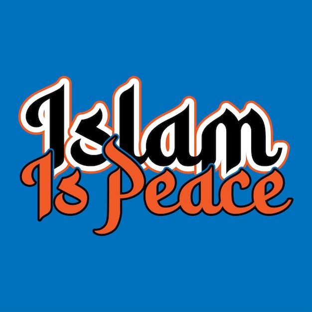 이슬람은 평화 타이포그래피 이슬람 티셔츠 디자인입니다.