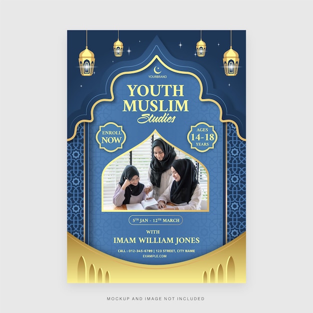 Vector islam muslim education flyer template