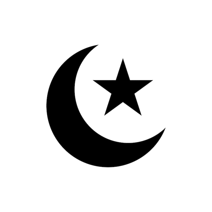 Vector islam star and crescent icon set muslim ramadan crescent moon vector symbol half moon and star line icon
