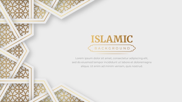 Islamic arabic arabesque ornament border luxury abstract white background with copy space for text