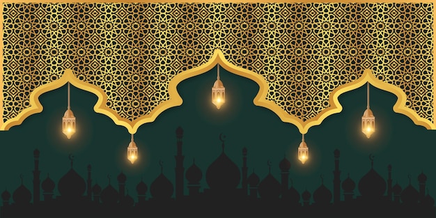 Islamic Arabic Arabesque Ornament Border Luxury Abstract White Background with Geometric pattern