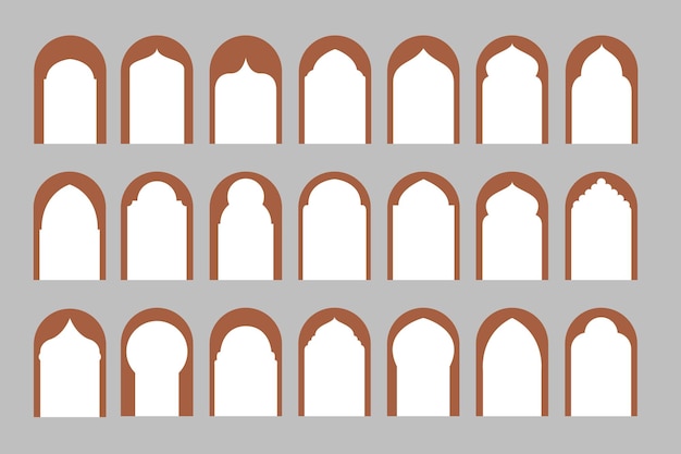 Vector islamic arabic arch window and door geometric laser cutting template weding template