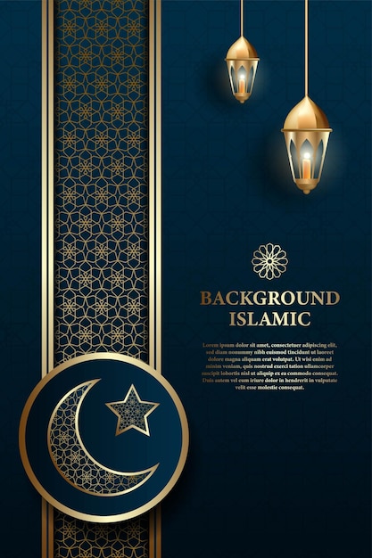 Islamic or Arabic background luxury gold pattern color and dark color can be used as an additional