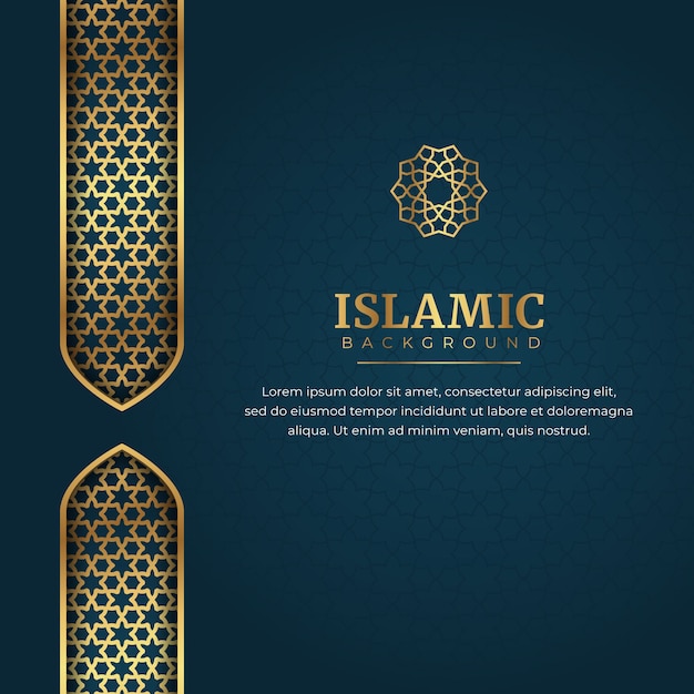 Islamic Arabic Background with Abstract Golden Elegant Luxury Border Frame