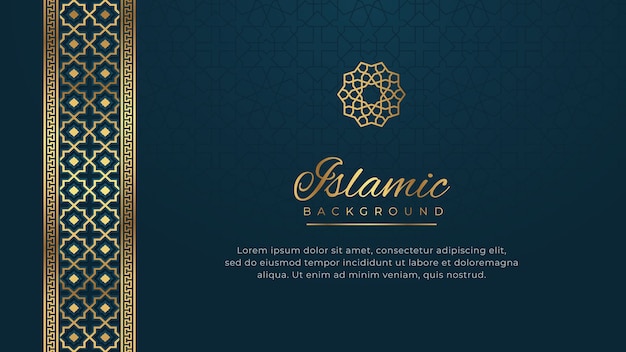 Islamic Arabic Background with Abstract Golden Elegant Luxury Border Frame