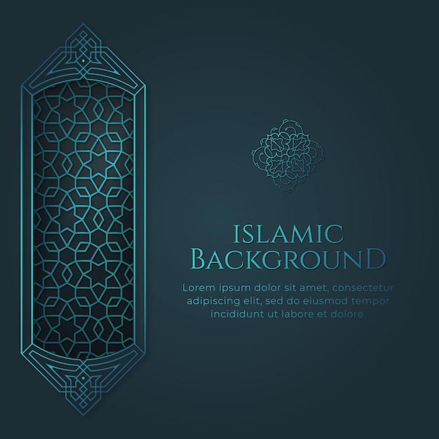 Islamic Arabic Blue Background with Ornament Frame