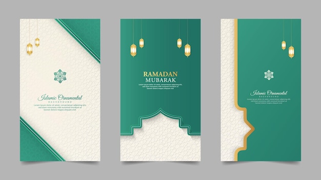 Islamic Arabic Green and White Realistic Social Media Stories Collection Template