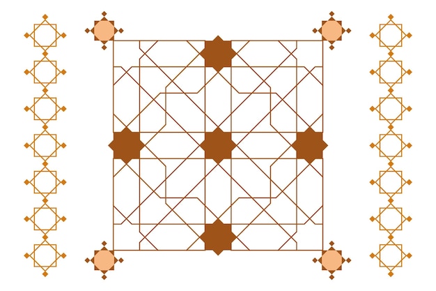 イスラムのアラビア語のパターン ベクトル。幾何学的なアラベスク。ビンテージ タイル パターン アンティーク シームレスです