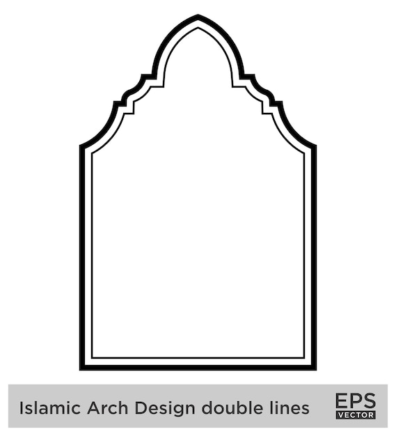 Islamic Arch Design double lines Outline Linear Black Stroke silhouettes pictogram symbol visual