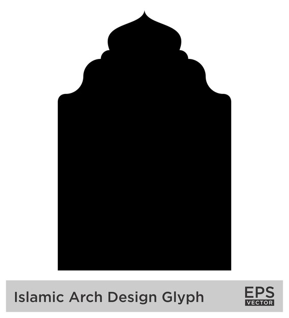 이슬람 아치 디자인 블랙 글리프 필드 실루 디자인 픽토그램 기호 시각 일러스트레이션