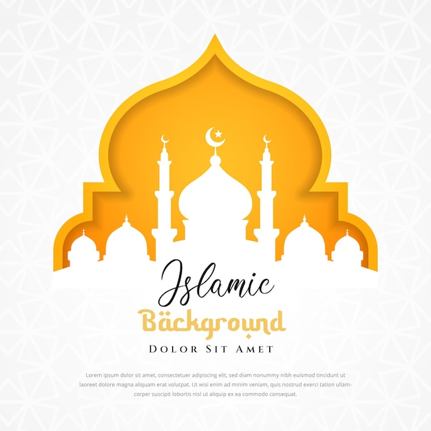 Vector islamic background design with mosque silhouette illustration. can be used for greetings card, backdrop or banner