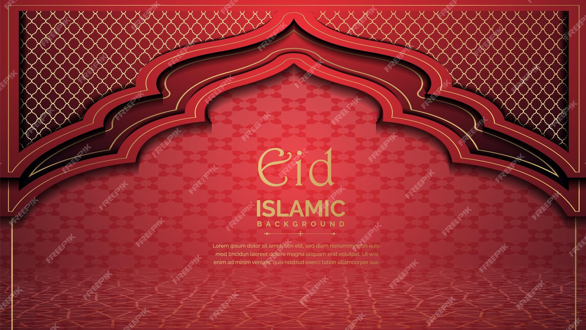 Premium Vector | Islamic background design with realistic lantern and  arabic pattern