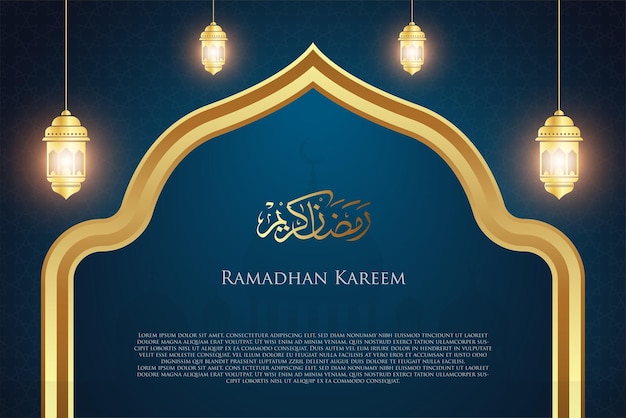 Islamic background ramadan luxury dark blue banner