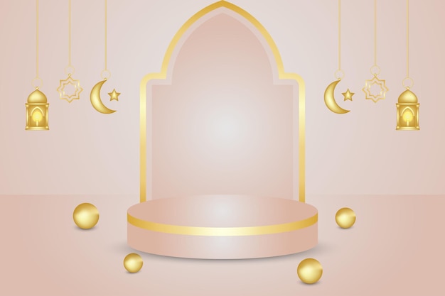 Islamic Background With Podium 3D