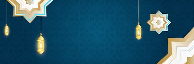 Vector islamic banner background design for ramadan kareem