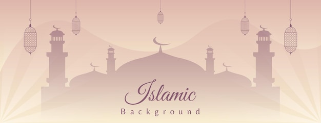 Vector islamic banner background with mosque and lantern islamic vector illustration