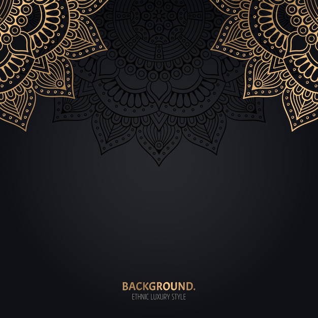 islamic black background with gold mandala decoration