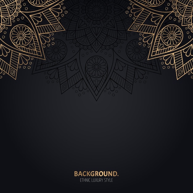 islamic black background with gold mandala decoration