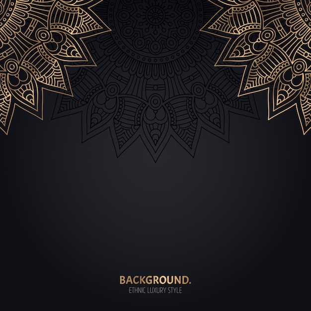 islamic black background with gold mandala decoration