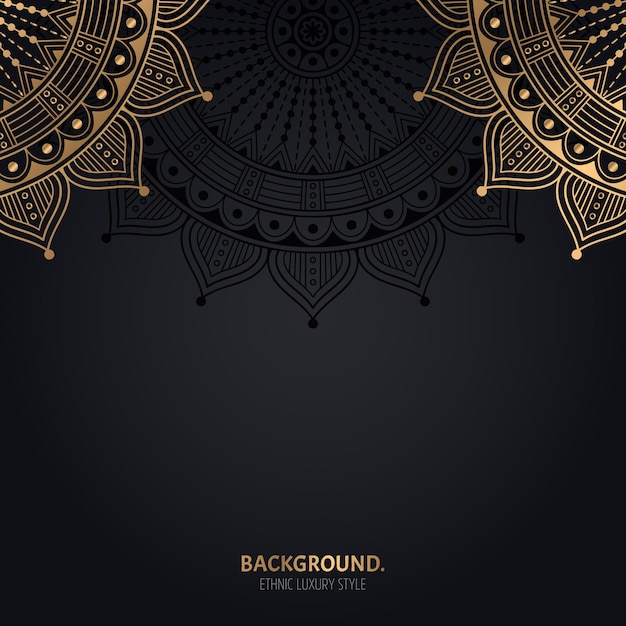 Islamic black background with gold mandala decoration