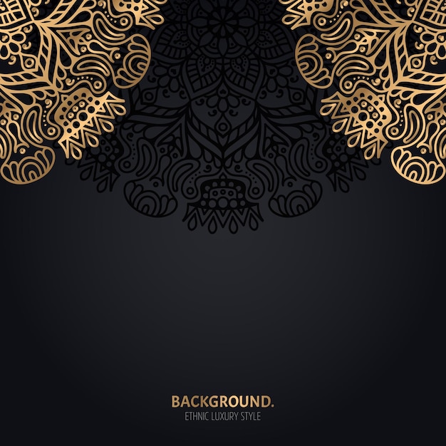 Premium Vector | Islamic black background with gold mandala decoration