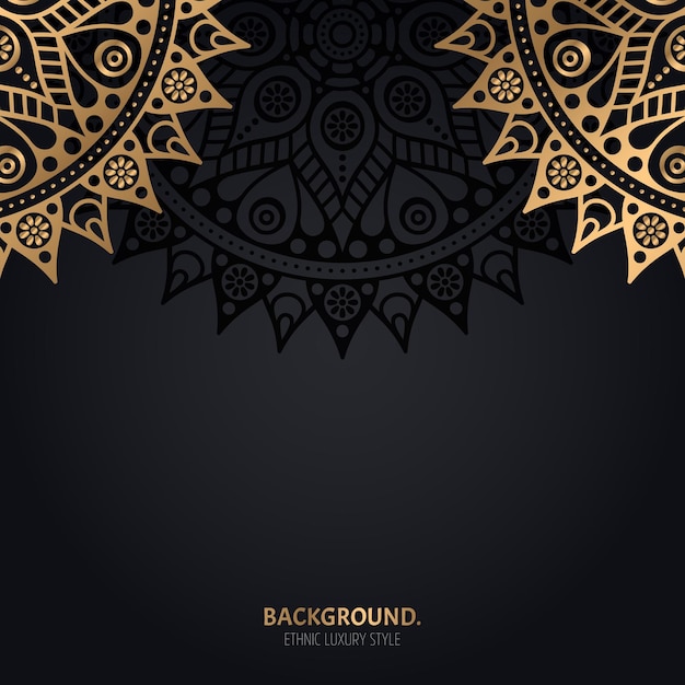 Islamic black background with gold mandala decoration