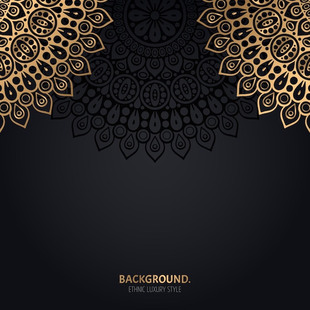 islamic black background with gold mandala decoration