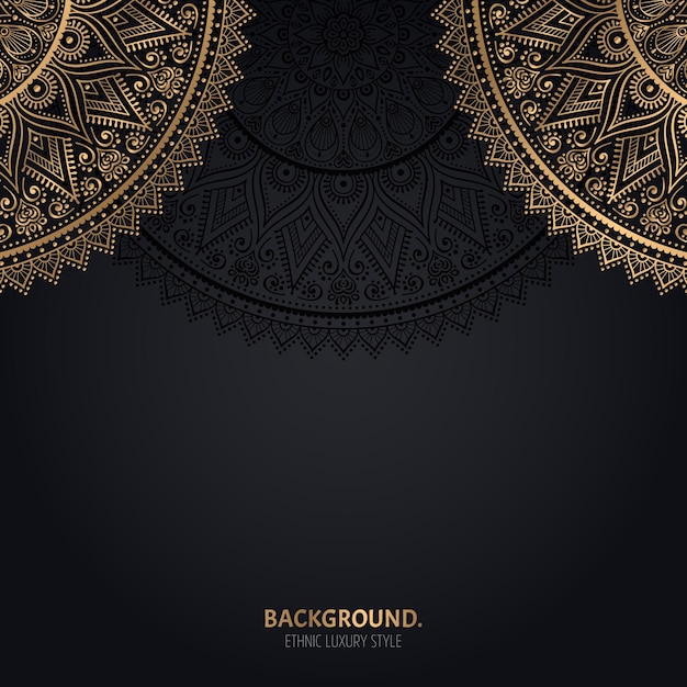 Islamic black background with gold mandala decoration